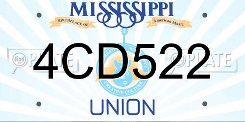 4CD522 Mississippi License Plate