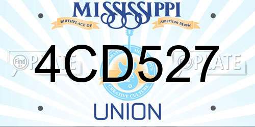 4CD527 Mississippi License Plate