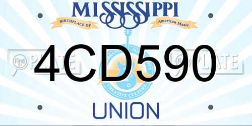4CD590 Mississippi License Plate