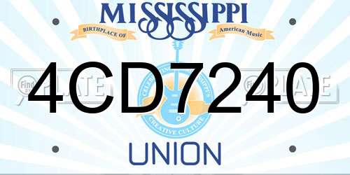 4CD7240 Mississippi License Plate