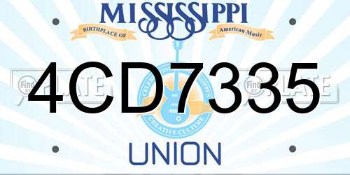4CD7335 Mississippi License Plate