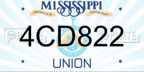 4CD822 Mississippi License Plate