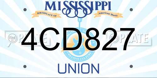 4CD827 Mississippi License Plate