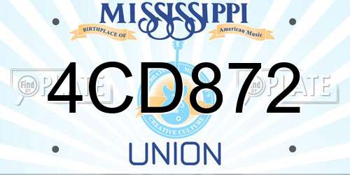 4CD872 Mississippi License Plate