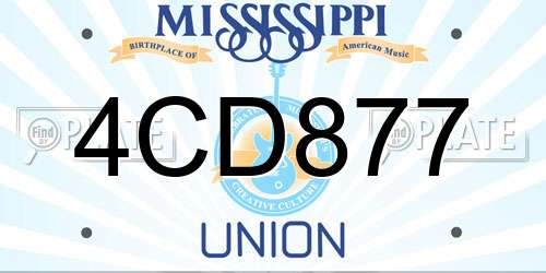 4CD877 Mississippi License Plate