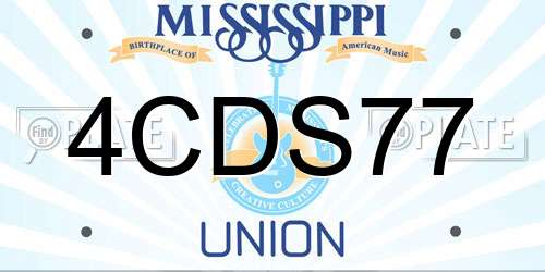4CDS77 Mississippi License Plate