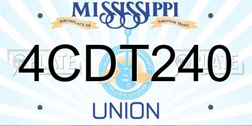 4CDT240 Mississippi License Plate