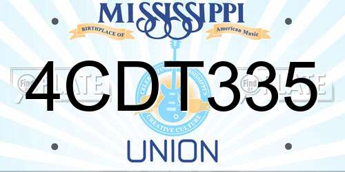 4CDT335 Mississippi License Plate
