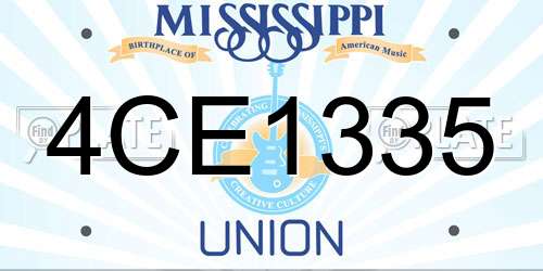 4CE1335 Mississippi License Plate
