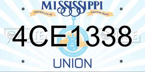 4CE1338 Mississippi License Plate