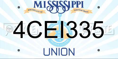 4CEI335 Mississippi License Plate