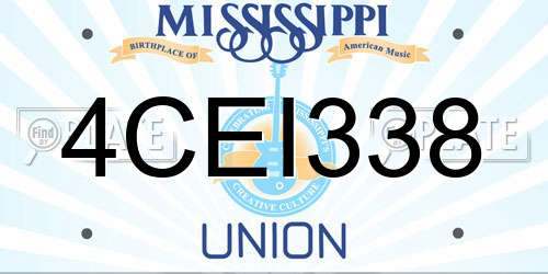 4CEI338 Mississippi License Plate