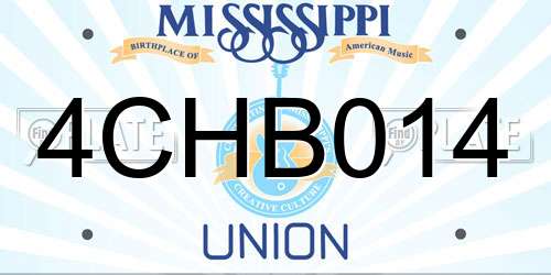 4CHB014 Mississippi License Plate