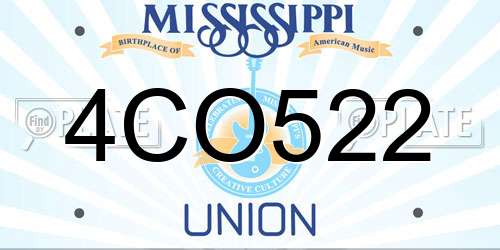 4CO522 Mississippi License Plate