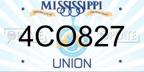 4CO827 Mississippi License Plate