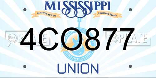 4CO877 Mississippi License Plate