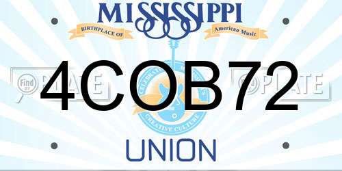 4COB72 Mississippi License Plate