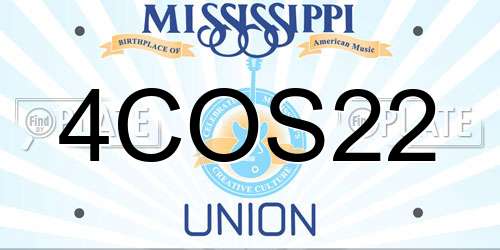 4COS22 Mississippi License Plate