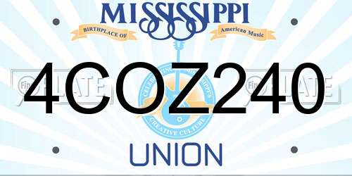 4COZ240 Mississippi License Plate