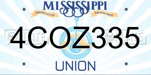4COZ335 Mississippi License Plate