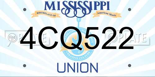 4CQ522 Mississippi License Plate