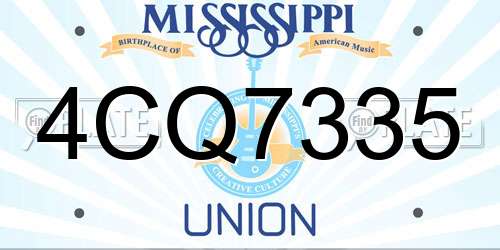 4CQ7335 Mississippi License Plate