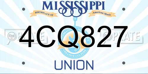 4CQ827 Mississippi License Plate