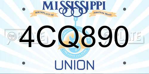 4CQ890 Mississippi License Plate