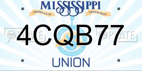 4CQB77 Mississippi License Plate