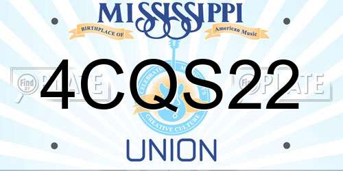 4CQS22 Mississippi License Plate