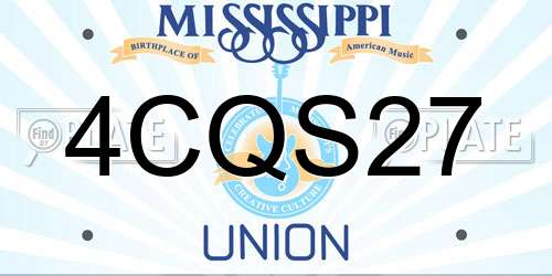 4CQS27 Mississippi License Plate