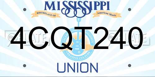 4CQT240 Mississippi License Plate
