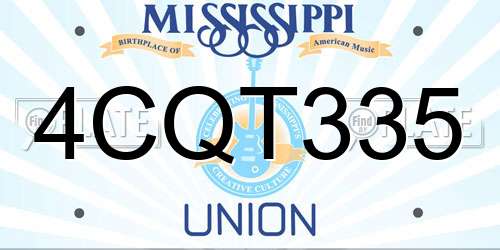 4CQT335 Mississippi License Plate