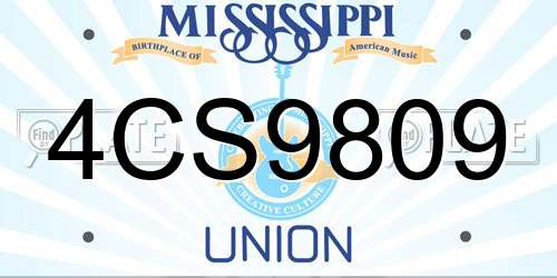 4CS9809 Mississippi License Plate
