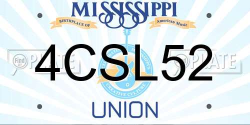 4CSL52 Mississippi License Plate