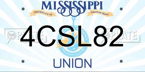 4CSL82 Mississippi License Plate