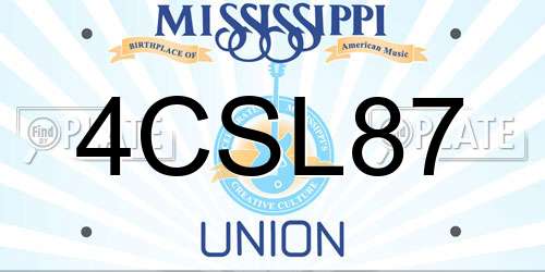 4CSL87 Mississippi License Plate