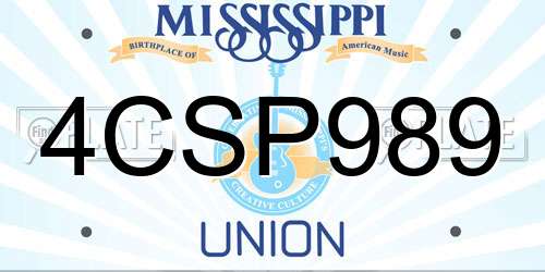4CSP989 Mississippi License Plate