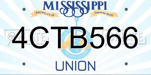4CTB566 Mississippi License Plate