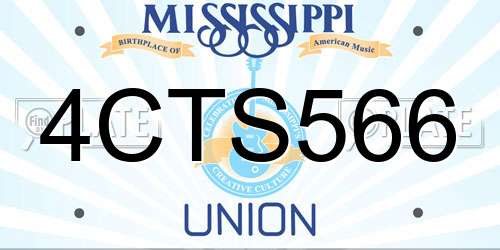 4CTS566 Mississippi License Plate