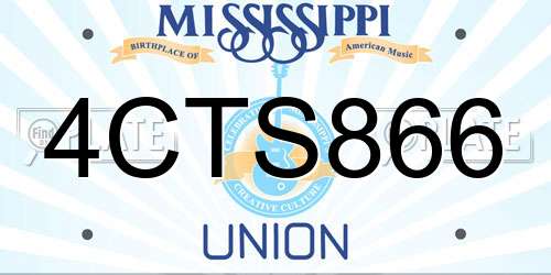 4CTS866 Mississippi License Plate