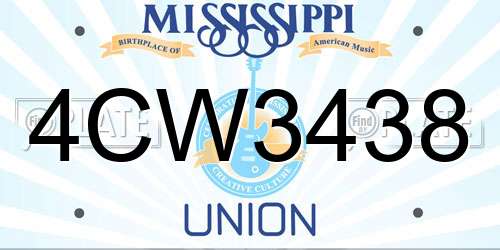 4CW3438 Mississippi License Plate