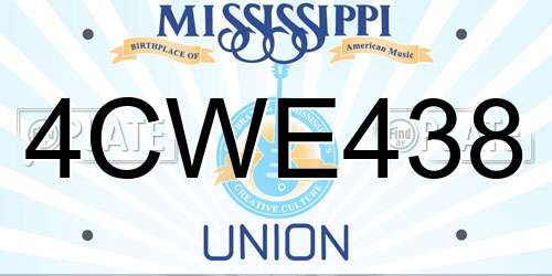 4CWE438 Mississippi License Plate