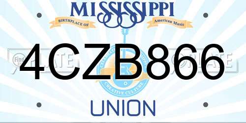 4CZB866 Mississippi License Plate