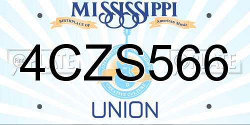 4CZS566 Mississippi License Plate