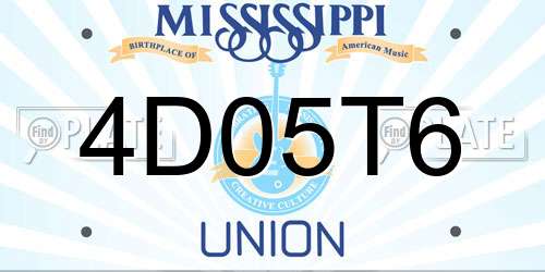 4D05T6 Mississippi License Plate