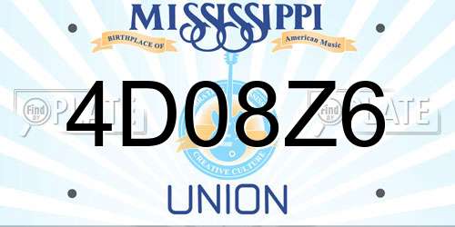 4D08Z6 Mississippi License Plate