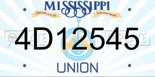 4D12545 Mississippi License Plate
