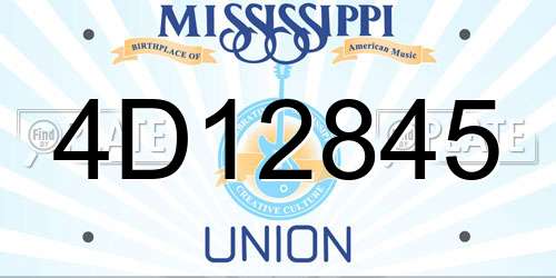 4D12845 Mississippi License Plate