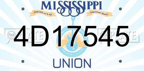 4D17545 Mississippi License Plate